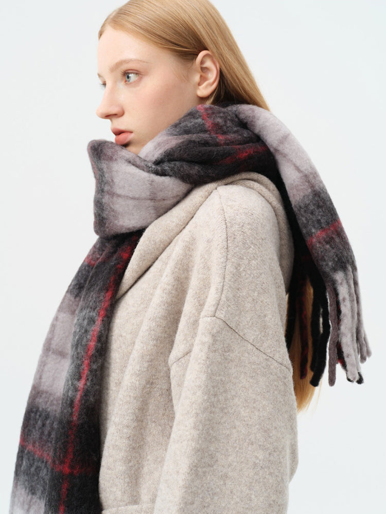 Soft New Zealand Wool Blend Plaid Scarf - View 9 | WEUXS