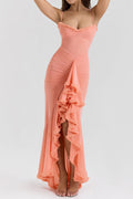 Apricot Ruffled Front Gown | Dress In Beauty