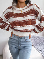 Textured Striped Knit Sweater - View 6 | WEUXS