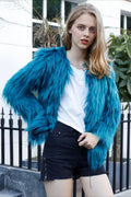 Sapphire Shaggy Mongolian Faux Fur Jacket - WEUXS