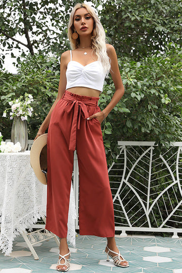 Basic Wide Leg Pants With Belt | Dress In Beauty