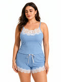 Elegant women's lace trim pajama set - View 6 | WEUXS