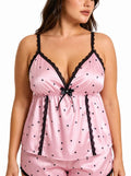 Satin Pajama Set with Lace Trim