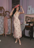 Floral print fit and flare midi dress with square neckline and cap sleeves - View 6 | WEUXS