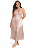 Elegant lace trim satin nightgown - View 6 | WEUXS