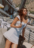 Mini A-line dress with puff sleeves and sweetheart neckline - View 7 | WEUXS