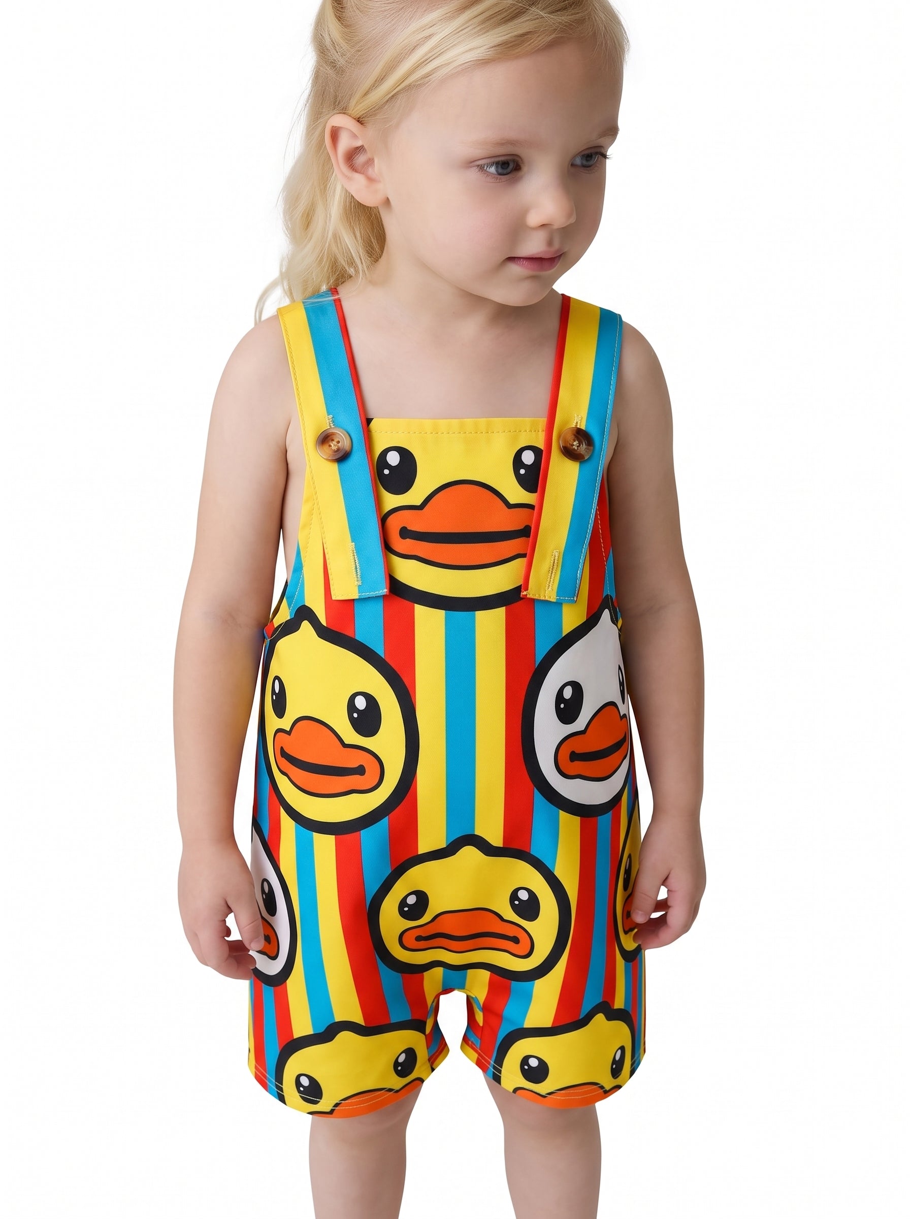 Toddler striped overalls set with duck print - View 6 | WEUXS