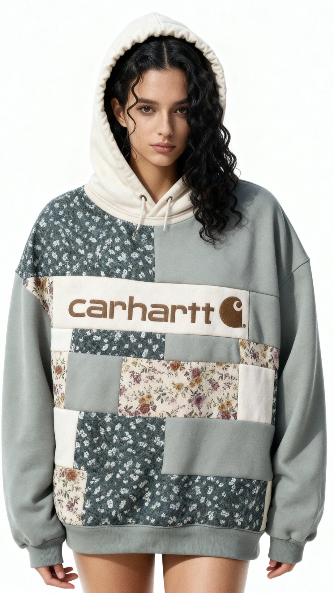 Unique Women’s Hoodie – Vintage Floral Patchwork Edition