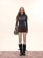 Women's Half Zip Mock Neck Long Sleeve Top