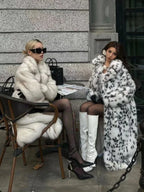 Long Faux Fur Animal Print Coat - View 7 | WEUXS