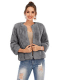 Sapphire Luxe Round Neck Faux Fur Jacket - WEUXS