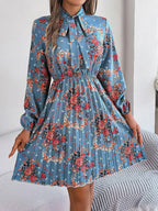 Vintage Pink Floral Pleated Dress - View 11 | WEUXS