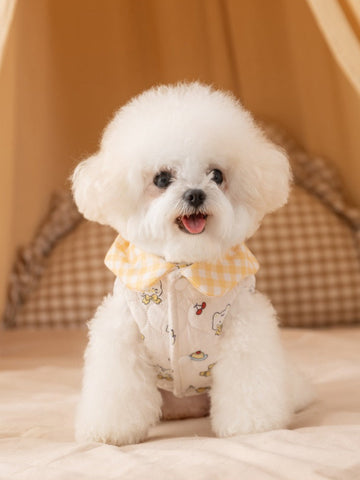 Quilted Pet Vest with Gingham Collar