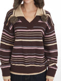 Oversized Striped Polo Sweater - View 6 | WEUXS