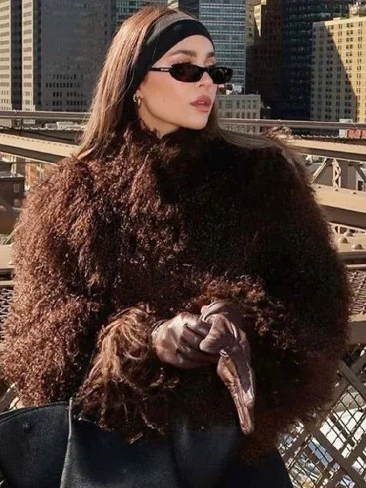 Shaggy Faux Fur Cropped Jacket - View 7 | WEUXS