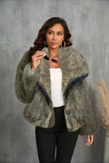 Luxe Sage Grey Faux Fox Fur Coat - WEUXS