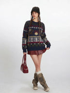 Vintage Navy Fair Isle Holiday Sweater - View 6 | WEUXS