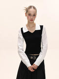 Contrast Collar Knit Top - View 9 | WEUXS