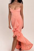 Apricot Ruffled Front Gown | Dress In Beauty