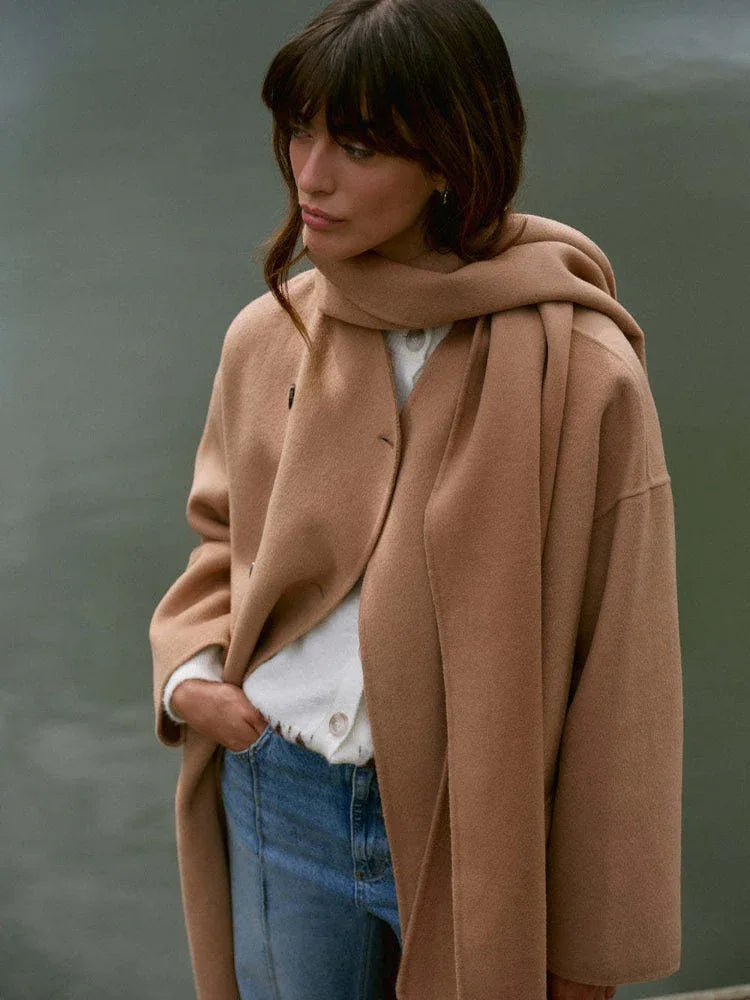 Evelyn Wool-Blend Scarf Coat - View 8 | WEUXS