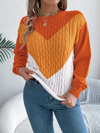 Colorblock cable knit sweater - View 10 | WEUXS