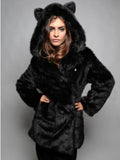 Faux Fur Leopard Print Hooded Coat - View 7 | WEUXS