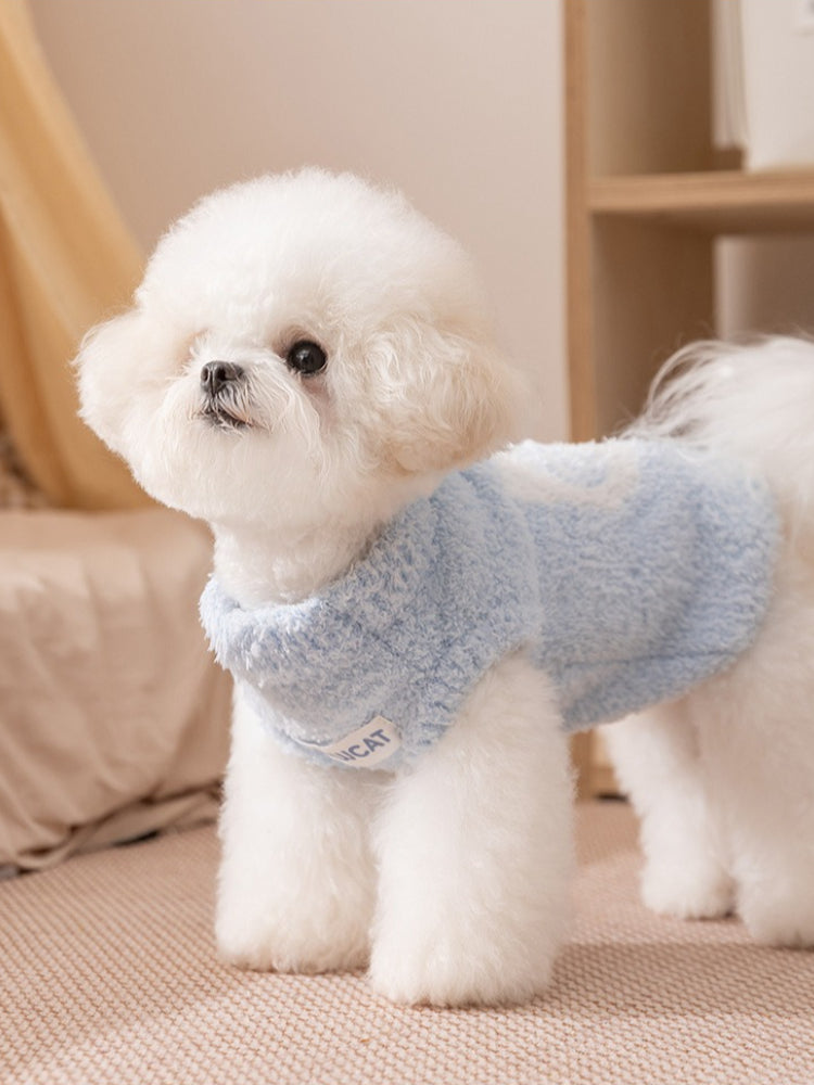 Lavender purple chenille fleece pet vest with embroidered logo patch - View 6 | WEUXS