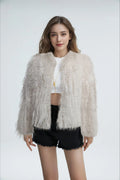 Ethereal Shag Faux Feather Jacket - WEUXS