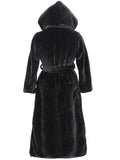 Midnight Noir Hooded Faux Mink Long Coat - WEUXS