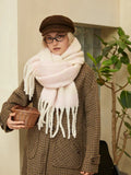 Pastel Blue & White Block Stripe Oversized Scarf - WEUXS