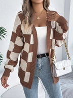 Checkerboard knit cardigan - View 9 | WEUXS