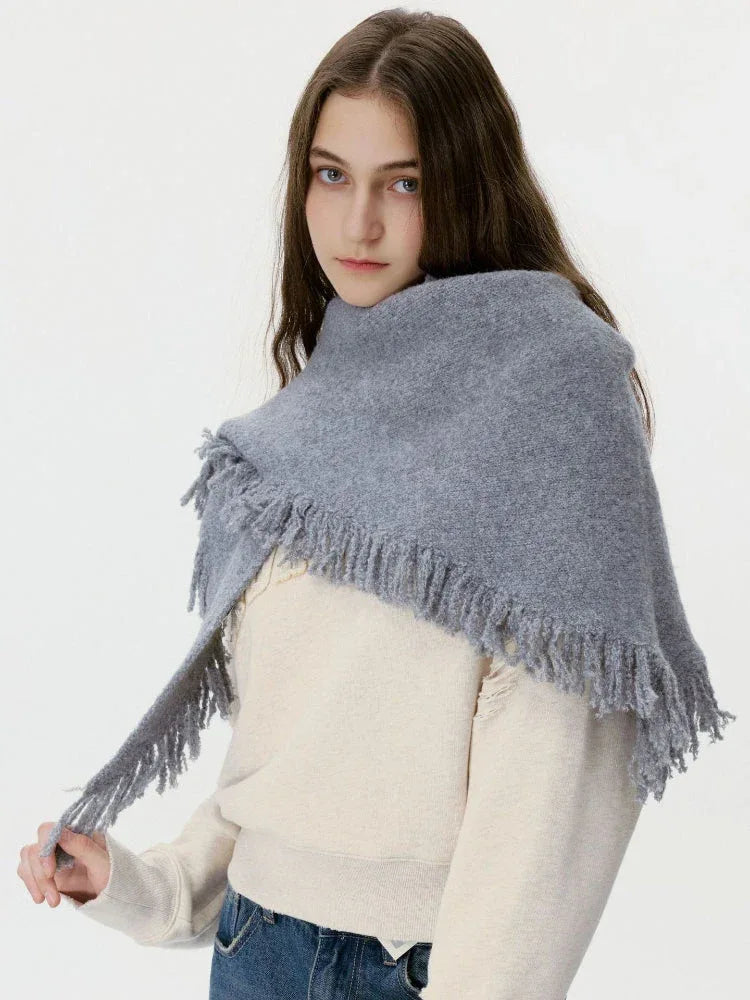 Soft Wool Blend Triangle Scarf - View 6 | WEUXS