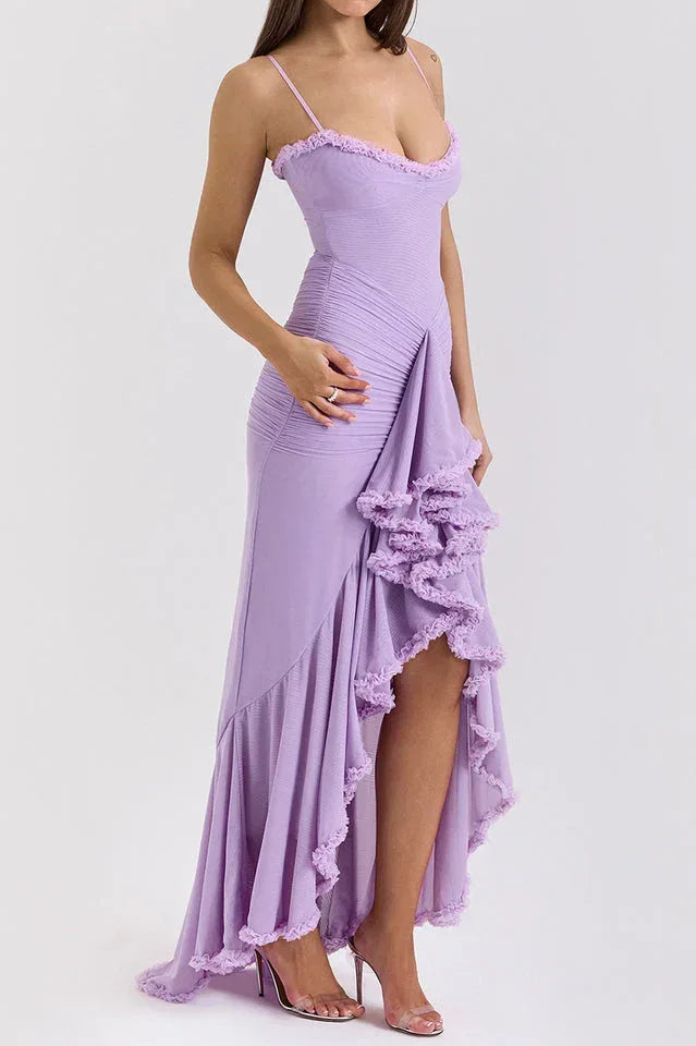 Apricot Ruffled Front Gown - View 41 | WEUXS