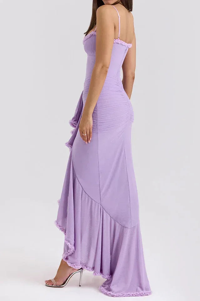 Apricot Ruffled Front Gown - View 42 | WEUXS