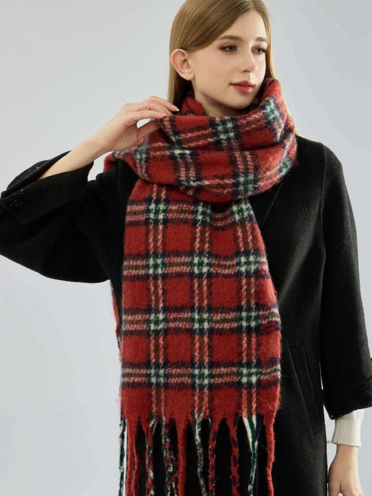 Heavyweight Plaid Scarf with Fringe
