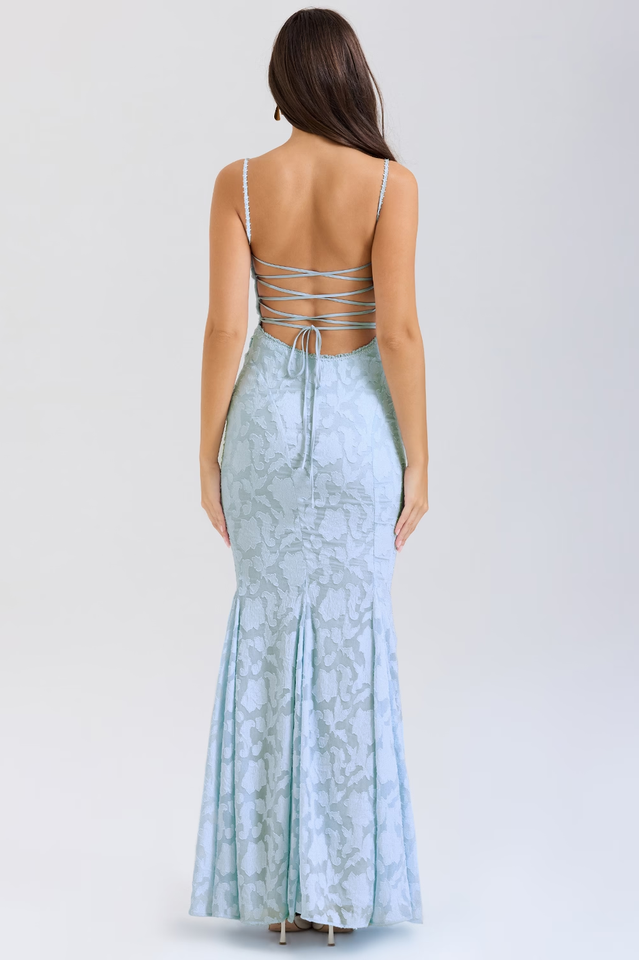 Joan Bluebell Lace Up Back Maxi Dress | Dress In Beauty