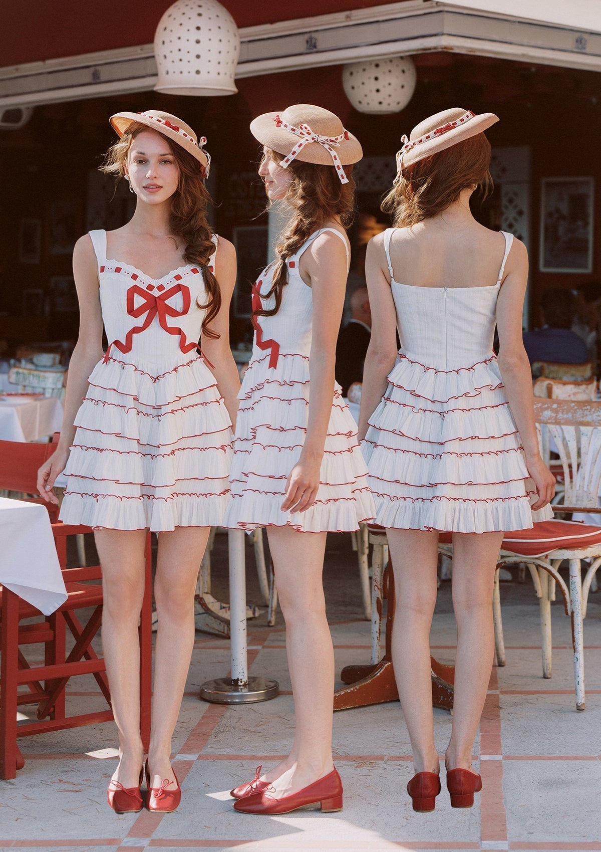 Cotton mini dress with ruffles - View 9 | WEUXS