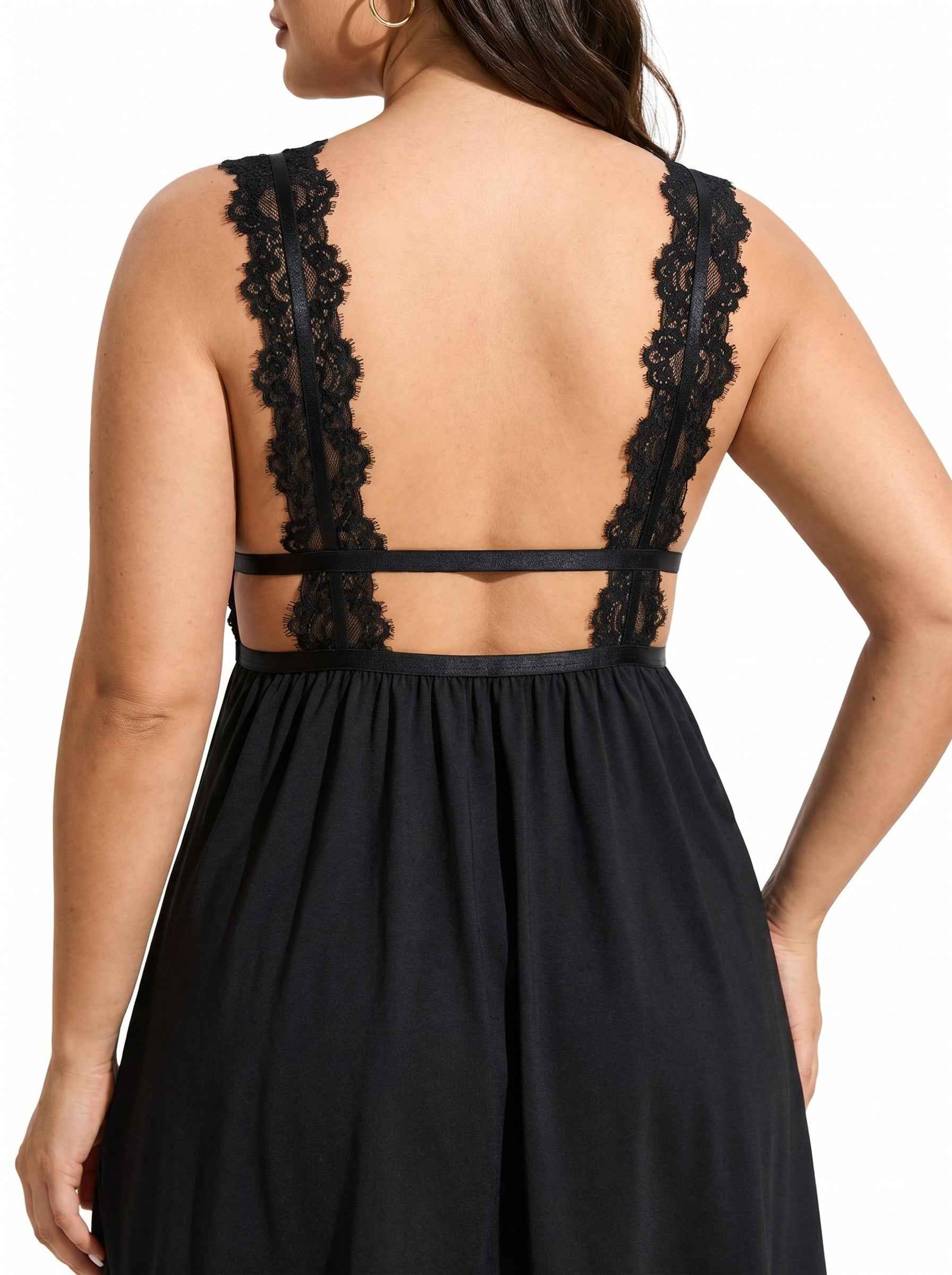 Satin Lace Trim Nightgown