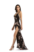 Sequin Halter Backless Split Cocktail Dress - Dress In Beauty