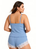 Elegant women's lace trim pajama set - View 7 | WEUXS