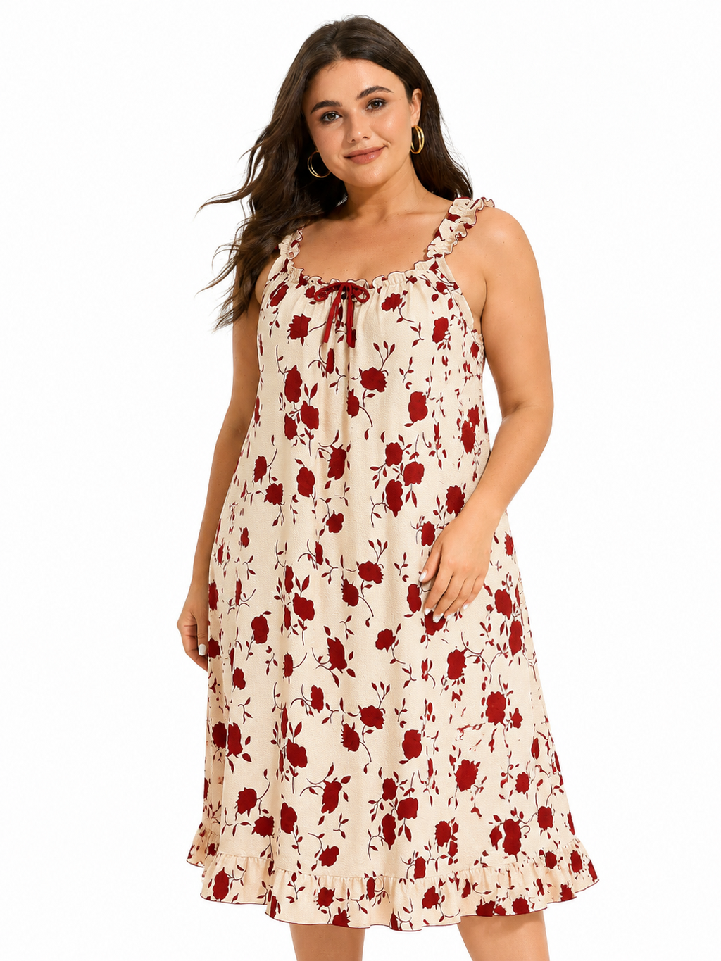Women's large size floral print suspender dress - View 7 | WEUXS