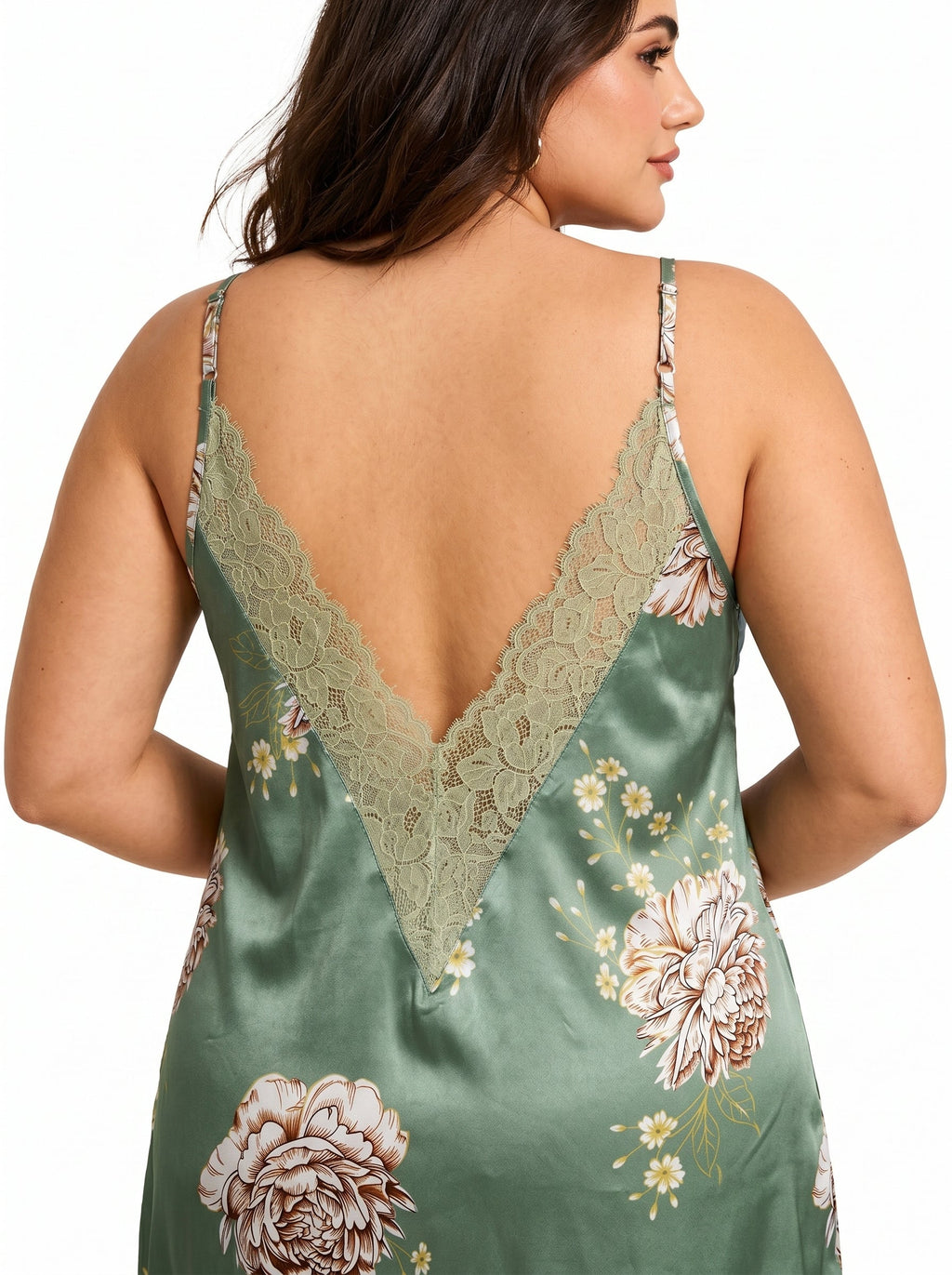 Women's satin slip dress with V-neck and floral print - View 7 | WEUXS