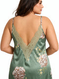 Women's satin slip dress with V-neck and floral print - View 7 | WEUXS