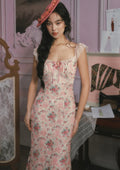 Floral print fit and flare midi dress with square neckline and cap sleeves - View 7 | WEUXS