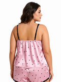 Satin Pajama Set with Lace Trim