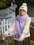 Heathered wool blend scarf with fringe detail - View 11 | WEUXS