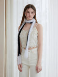 Black & White Faux Mink Skinny Scarf - WEUXS