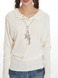 Cream White Ribbed Hooded Henley Top - View 6 | WEUXS