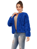 Sapphire Luxe Round Neck Faux Fur Jacket - WEUXS