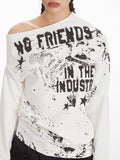 White graphic off shoulder t-shirt - View 6 | WEUXS